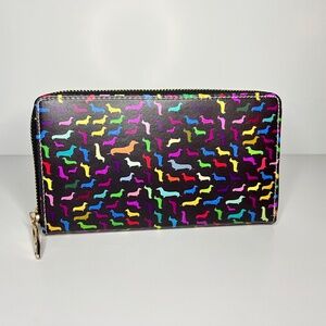 Colorful Dachshund Print Zip Around Wallet – 7.5x4.25" Dog Lover Clutch Purse
